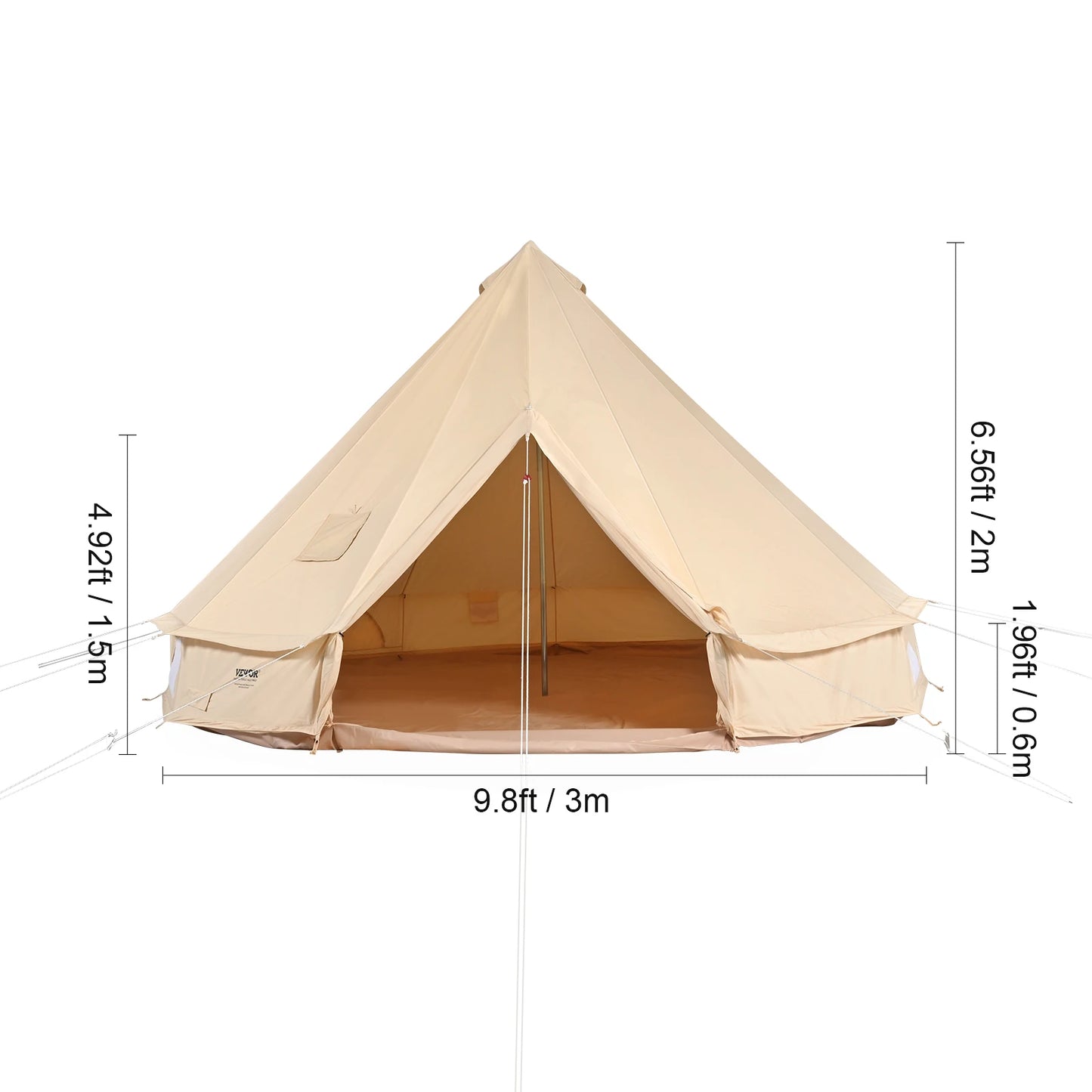 Canvas Bell Tent for Camping with Waterproof Groundsheet | Spacious Shelter for All-Season Outdoor Adventures