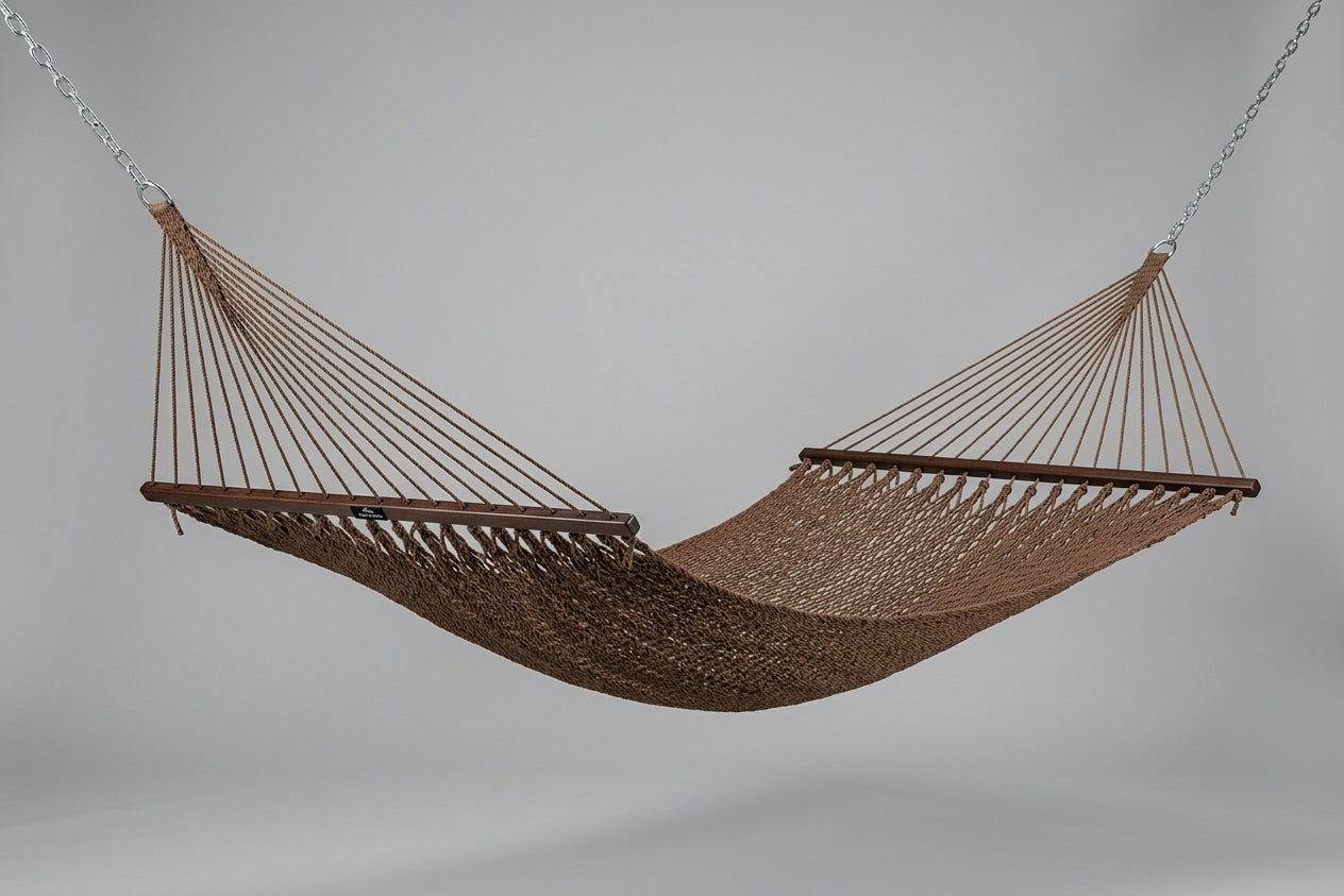 Caribbean Collection | Extra Large Hammock with Hand-Woven Polyester | Durable Design for Outdoor Relaxation