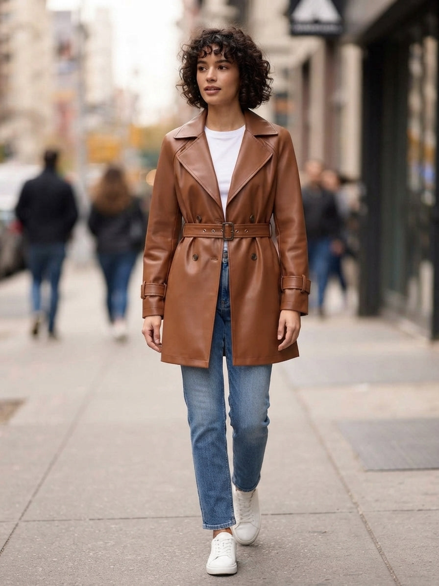 Retro Double-Breasted PU Leather Jacket 3