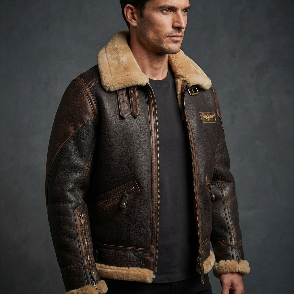 Mens PU Leather Jacket with Thick Lining 4