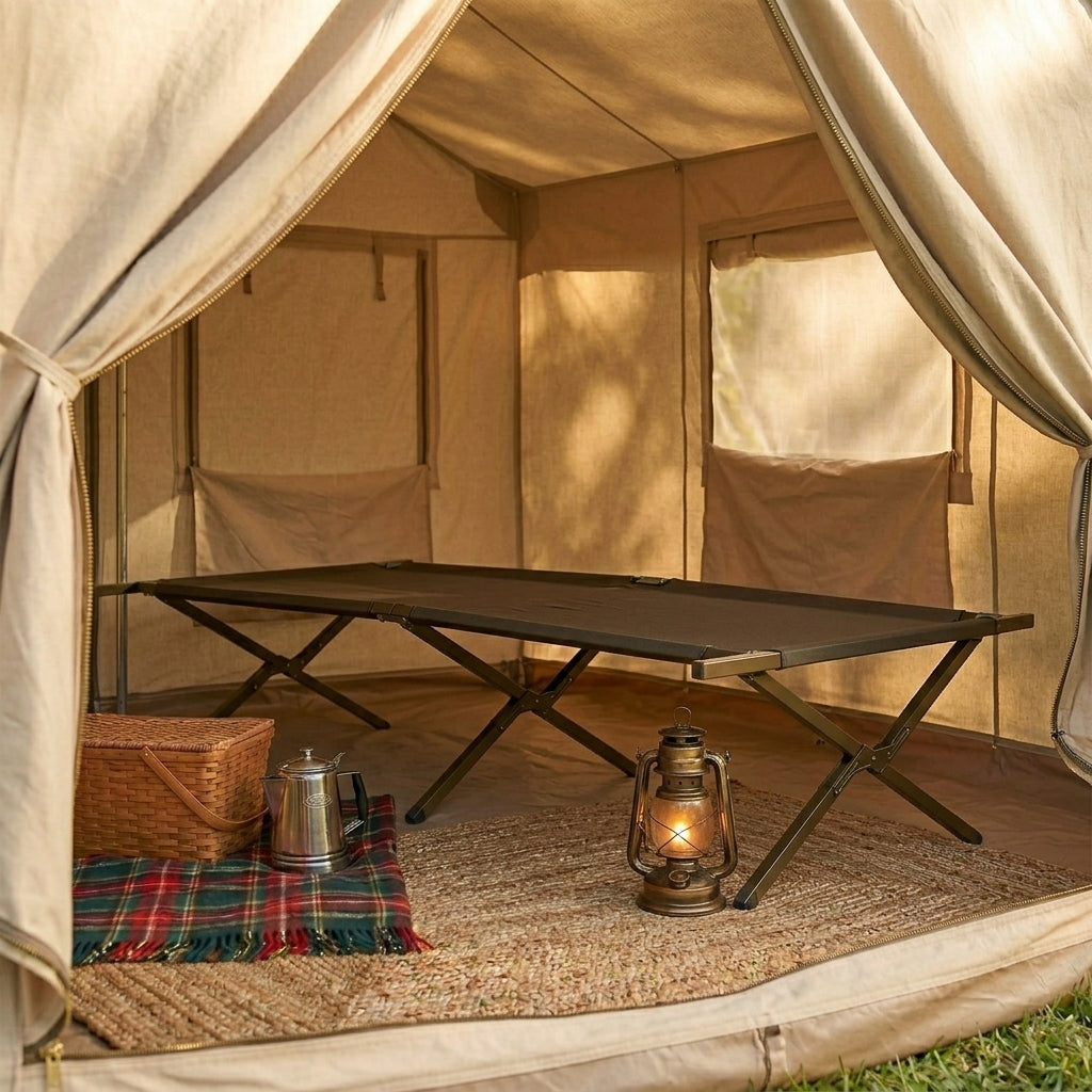 Outdoor Comfort | Portable Camping Cot with Extra-Wide Sleep Space | Sturdy Design for Ultimate Relaxation 3