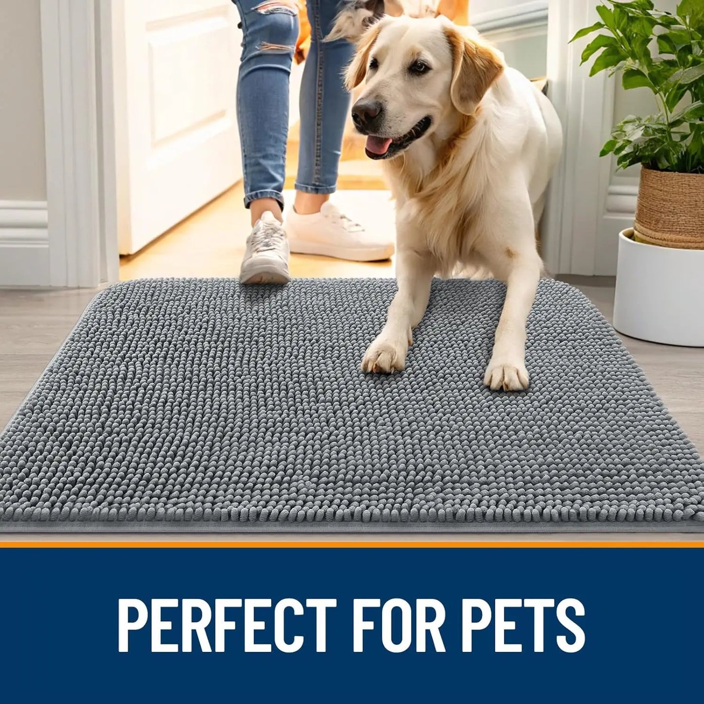 OLANLY | Dog Door Mat with Absorbent Chenille Fabric | Non-Slip Indoor Carpet for Muddy Paws