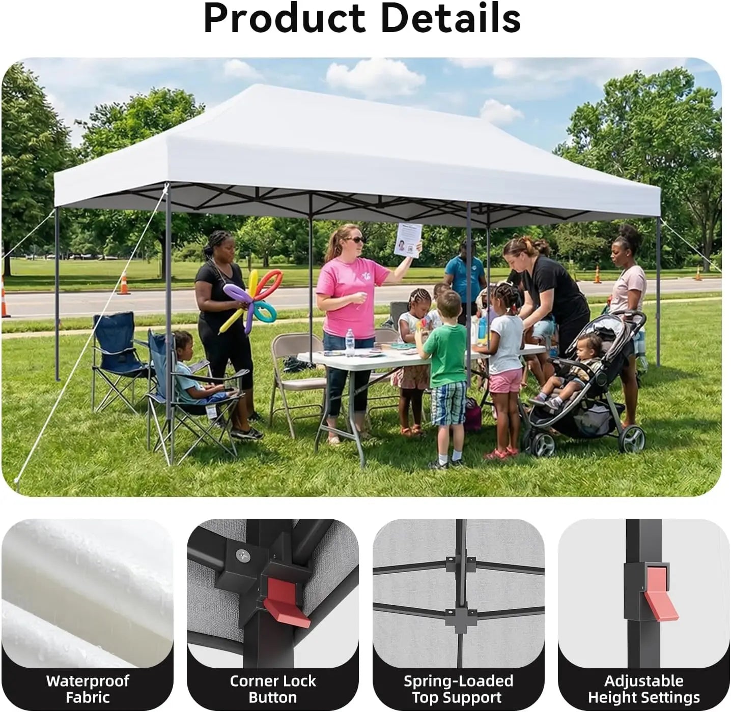 Outdoor Canopy Tent | 10x20 Pop Up Canopy with UV Protection | Adjustable Height for Events and Camping