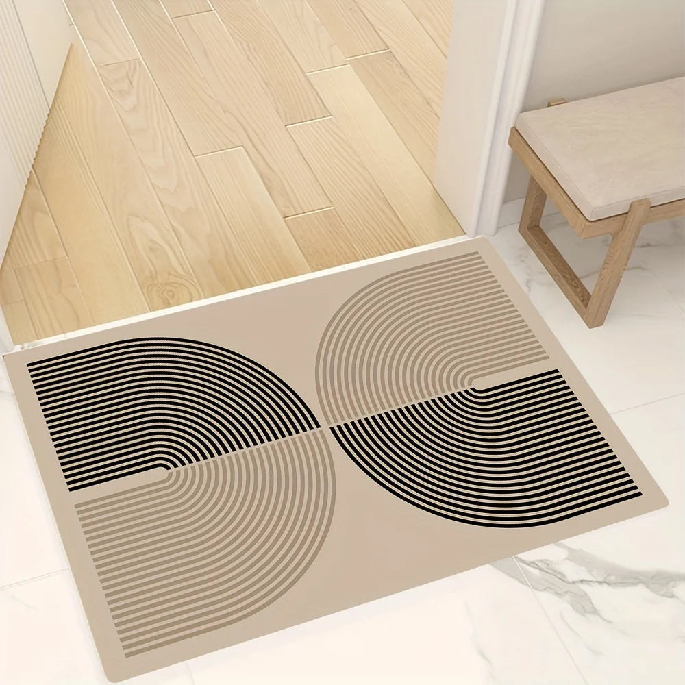 Stylish Flannel Doormat | Abstract Geometric Design with Washable Material | Versatile Welcome Mat for Home Decor