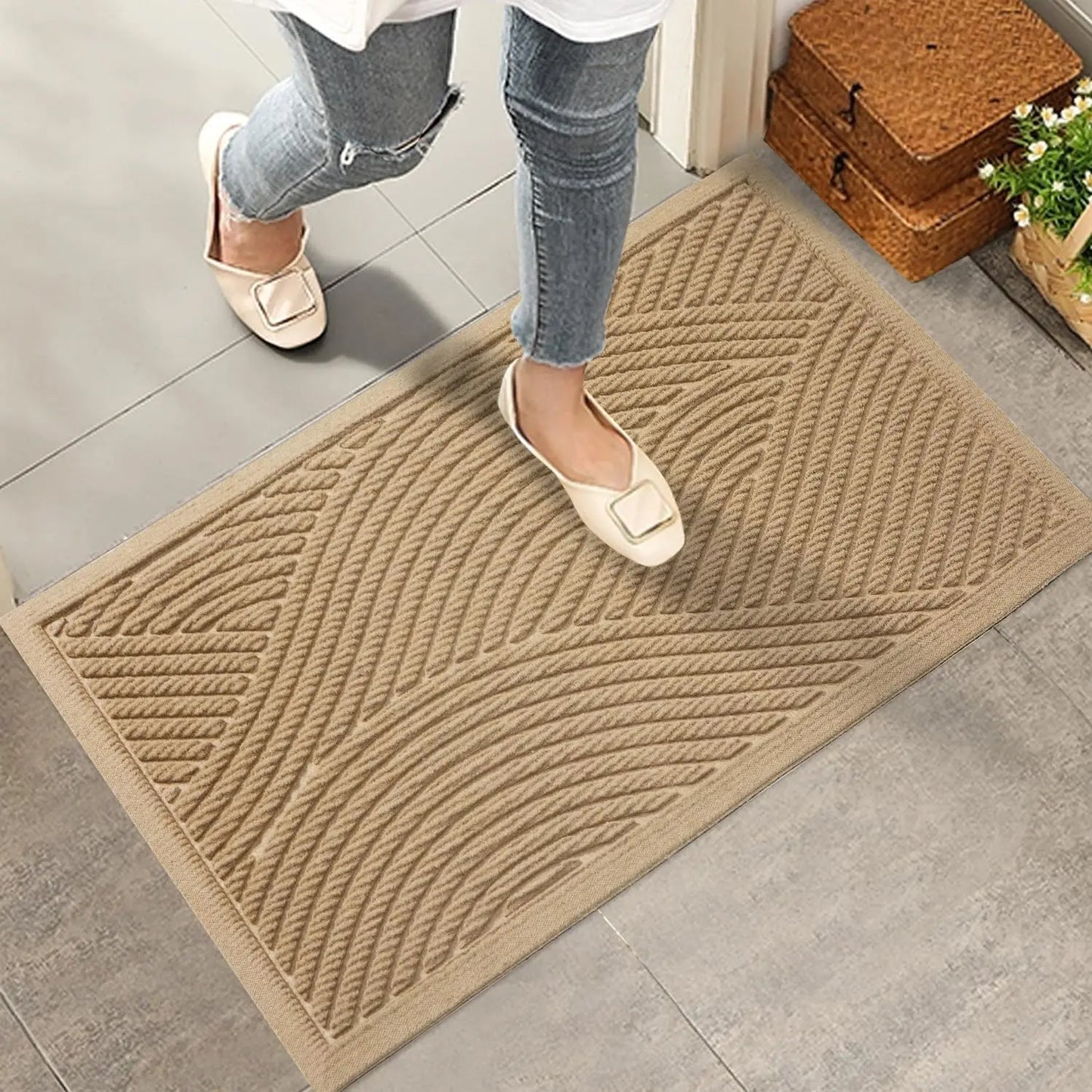 Absorbent Outdoor Door Mat with Non-Slip Backing | Stain Resistant for a Clean Entryway