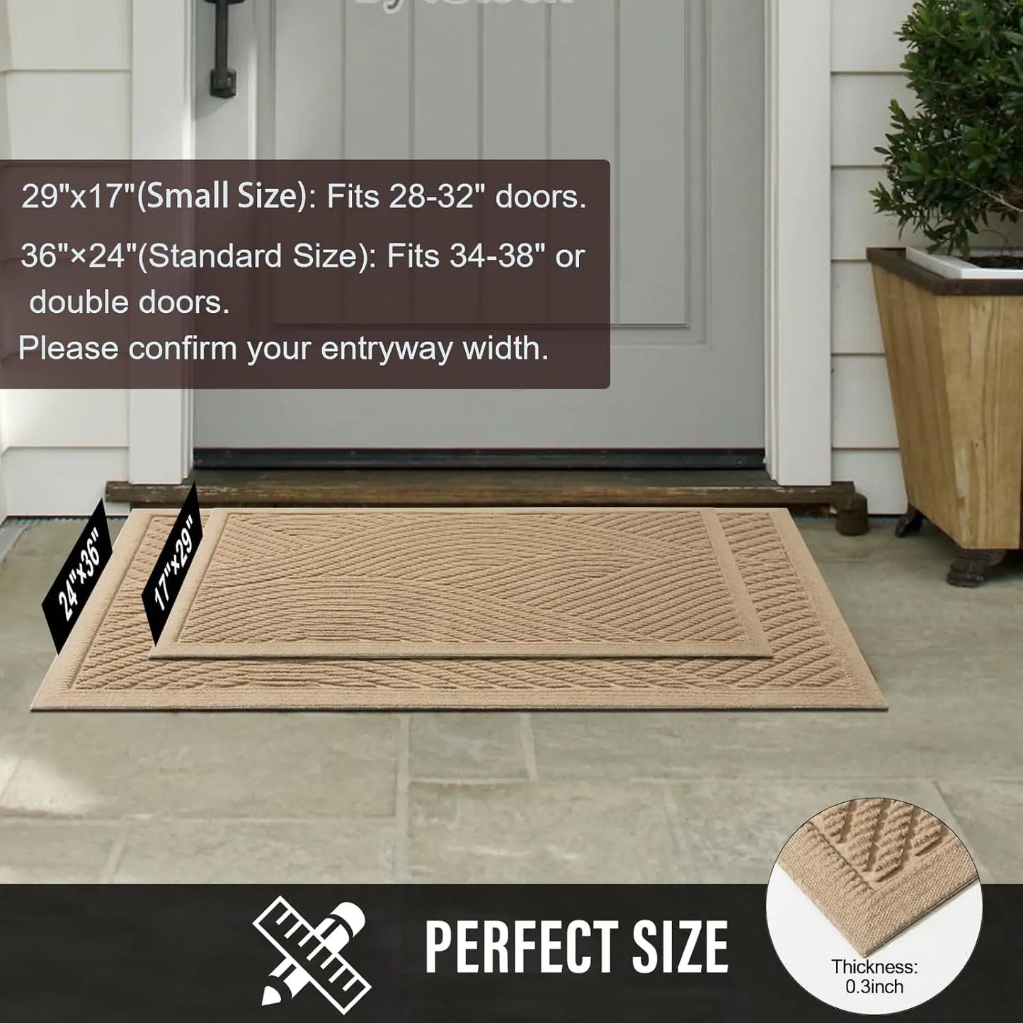 Absorbent Outdoor Door Mat with Non-Slip Backing | Stain Resistant for a Clean Entryway