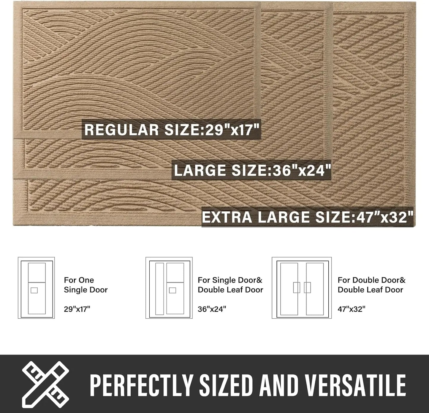 Absorbent Outdoor Door Mat with Non-Slip Backing | Stain Resistant for a Clean Entryway