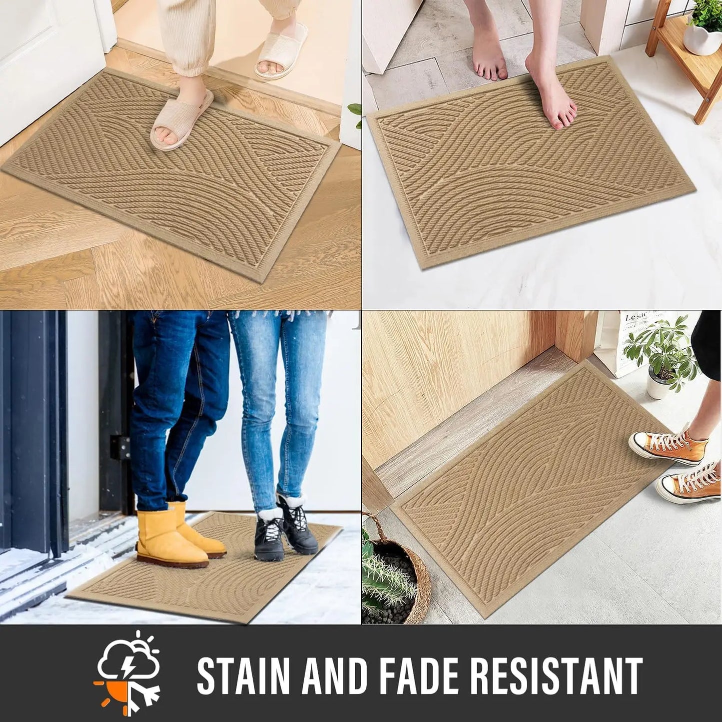 Absorbent Outdoor Door Mat with Non-Slip Backing | Stain Resistant for a Clean Entryway