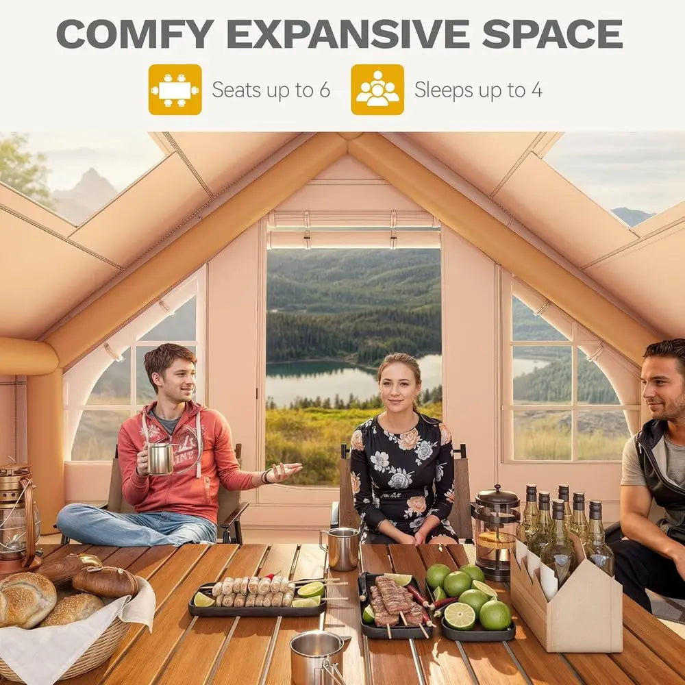Adventure Ready | Inflatable Camping Tent for 6-8 People with Quick Setup | Waterproof Design for Ultimate Outdoor Comfort