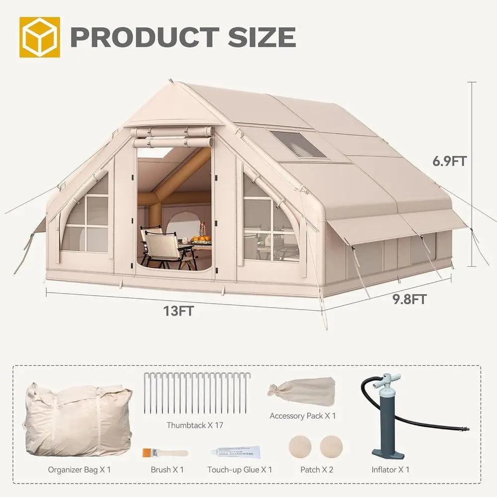 Adventure Ready | Inflatable Camping Tent for 6-8 People with Quick Setup | Waterproof Design for Ultimate Outdoor Comfort
