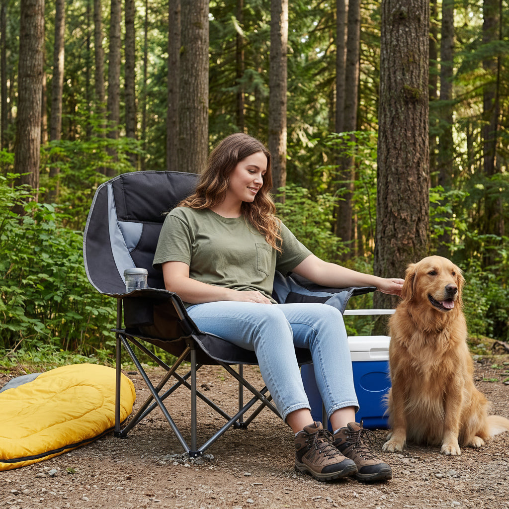 Adventure Ready | Oversized Camping Chair with Padded Armrests & Cup Holder | Durable Steel Frame for Maximum Comfort 2