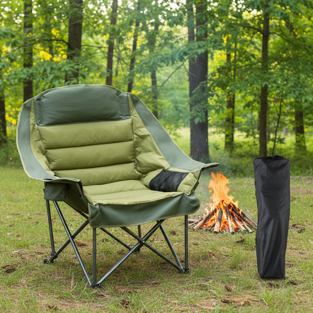 Adventure Ready | Oversized Camping Chair with Padded Armrests & Cup Holder | Durable Steel Frame for Maximum Comfort 4