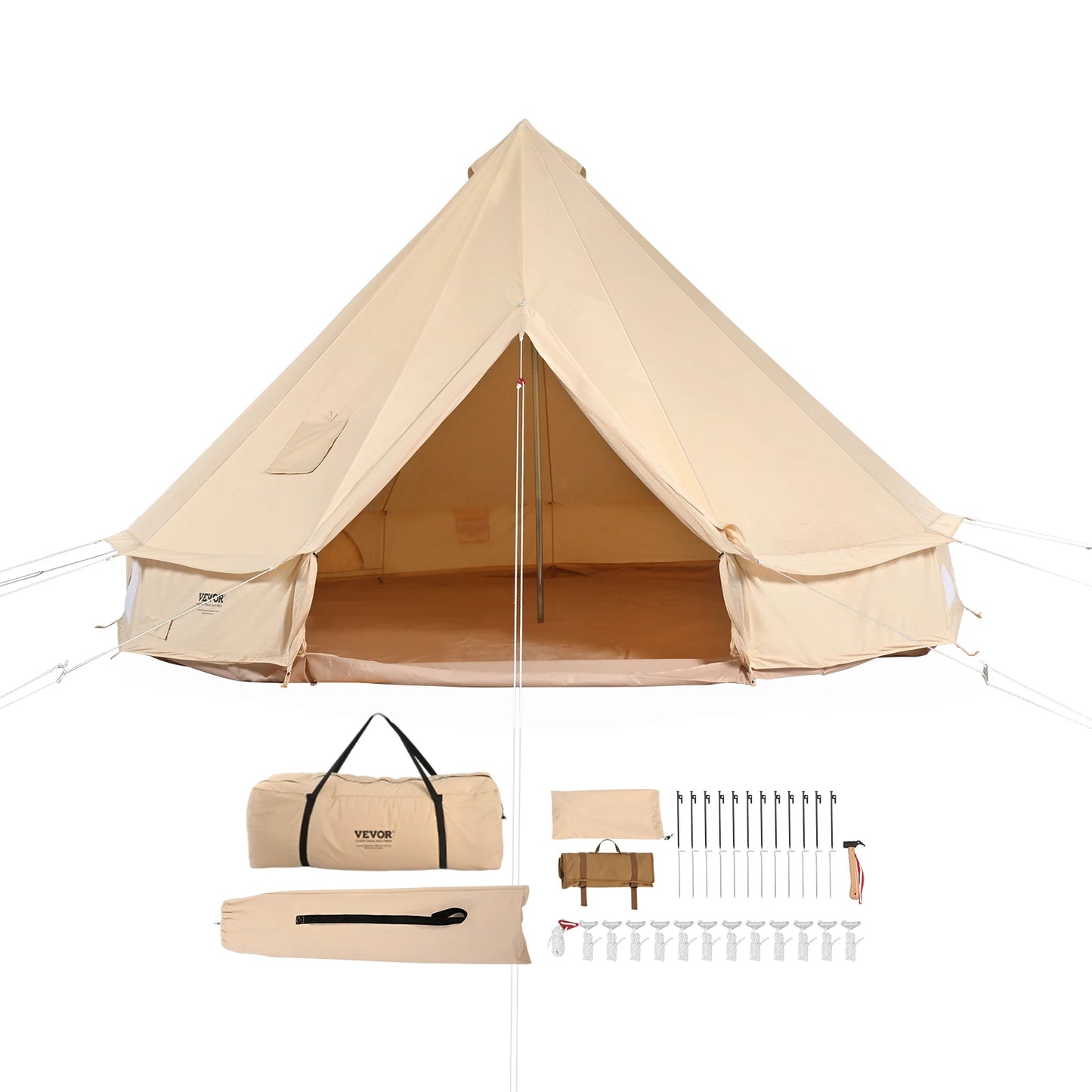 Canvas Bell Tent for Camping with Waterproof Groundsheet | Spacious Shelter for All-Season Outdoor Adventures