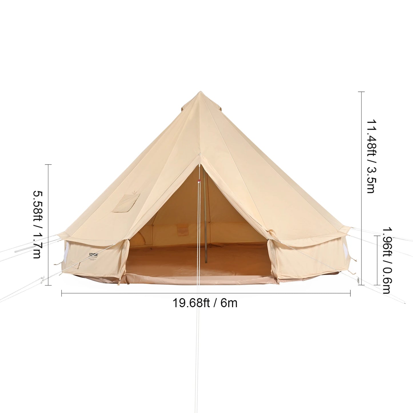Canvas Bell Tent for Camping with Waterproof Groundsheet | Spacious Shelter for All-Season Outdoor Adventures