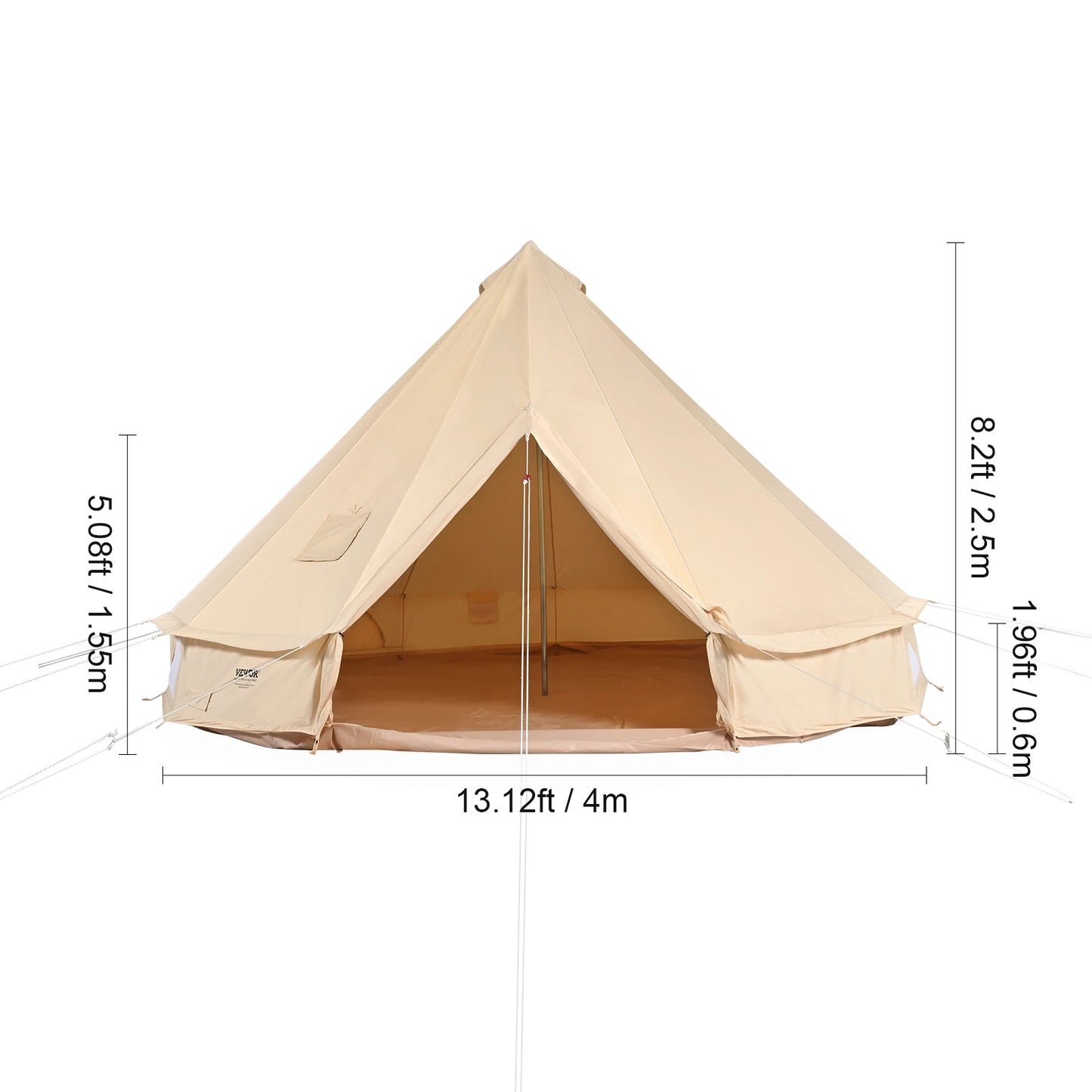 Canvas Bell Tent for Camping with Waterproof Groundsheet | Spacious Shelter for All-Season Outdoor Adventures