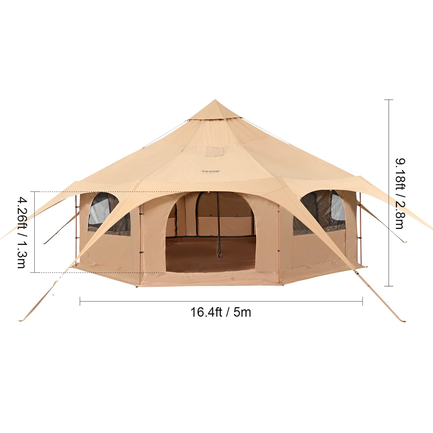 Canvas Bell Tent for Camping with Waterproof Groundsheet | Spacious Shelter for All-Season Outdoor Adventures