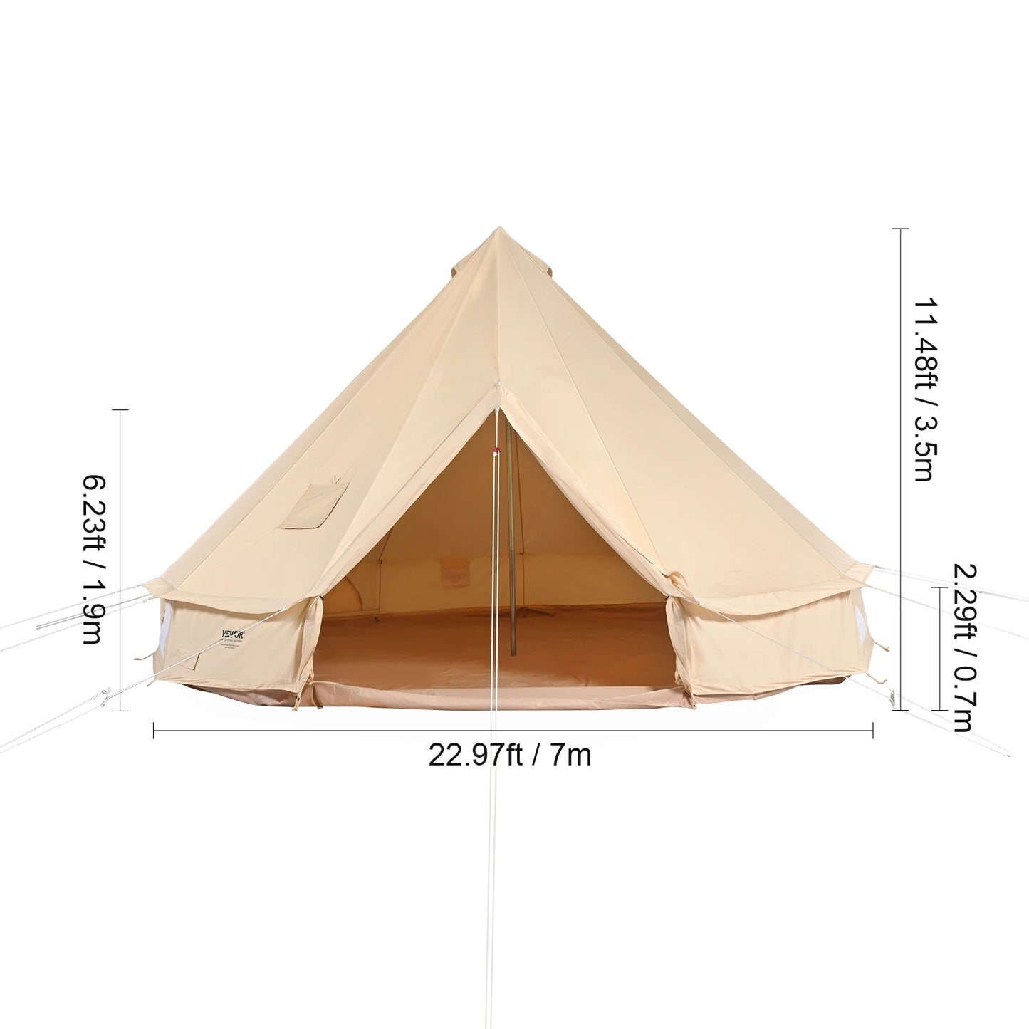 Canvas Bell Tent for Camping with Waterproof Groundsheet | Spacious Shelter for All-Season Outdoor Adventures