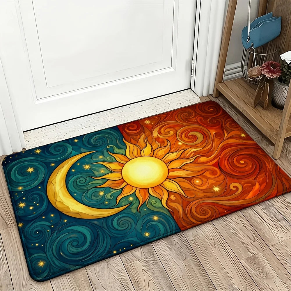 Celestial Mandala Door Mat | Soft Flannel Design for Comfort & Safety
