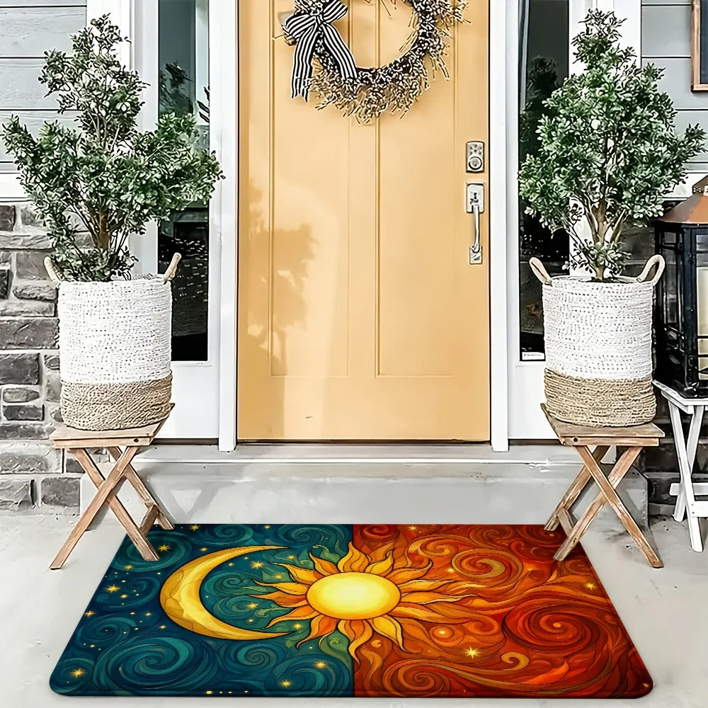 Celestial Mandala Door Mat | Soft Flannel Design for Comfort & Safety