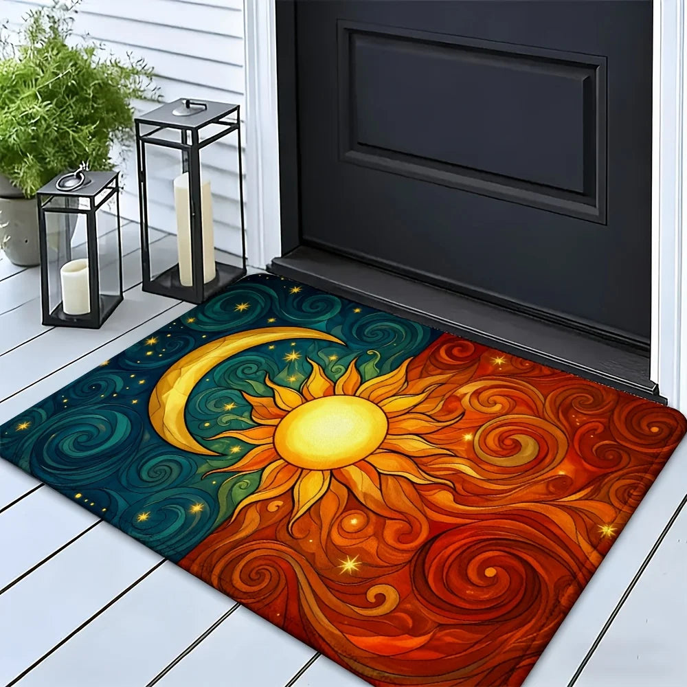 Celestial Mandala Door Mat | Soft Flannel Design for Comfort & Safety