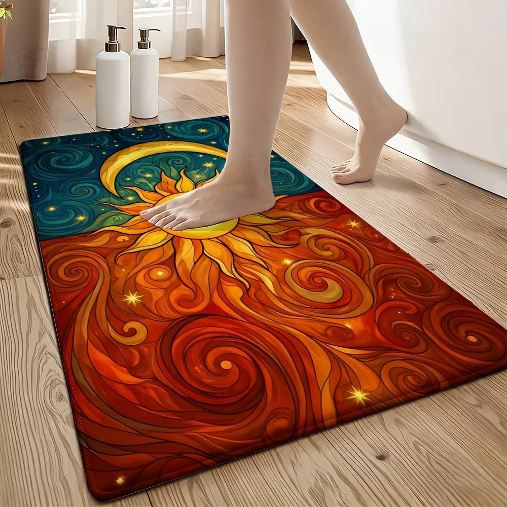 Celestial Mandala Door Mat | Soft Flannel Design for Comfort & Safety