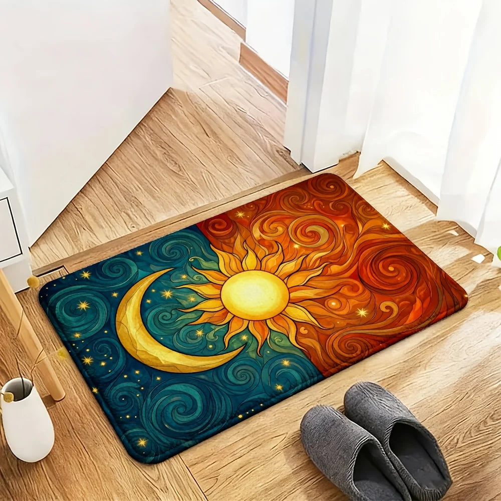 Celestial Mandala Door Mat | Soft Flannel Design for Comfort & Safety