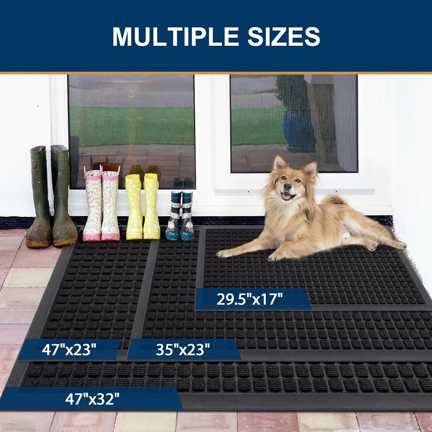 Elegant Entrance | Heavy Duty Rubber Doormat with Non-Slip Design | Durable Welcome Mat for Indoor & Outdoor Use