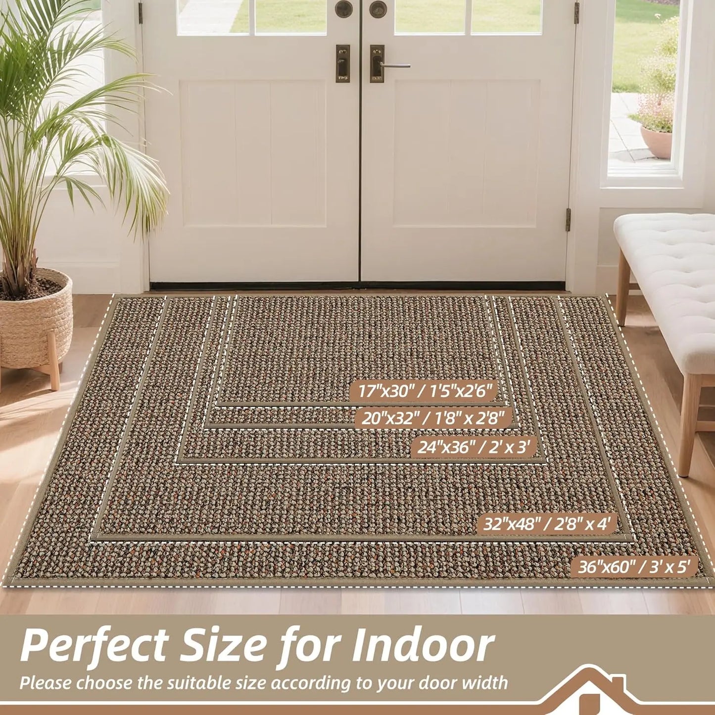 Essential Home | Outdoor Door Mat with Non-Slip Backing | Washable and Dirt-Trapping for Front Entryways