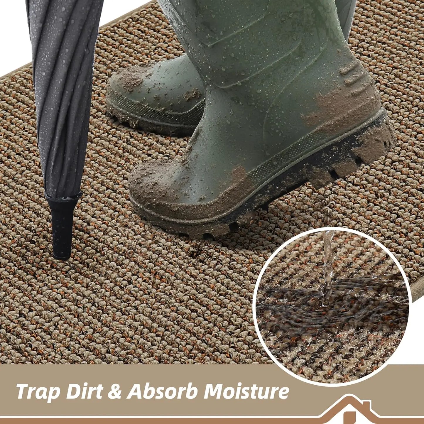 Essential Home | Outdoor Door Mat with Non-Slip Backing | Washable and Dirt-Trapping for Front Entryways