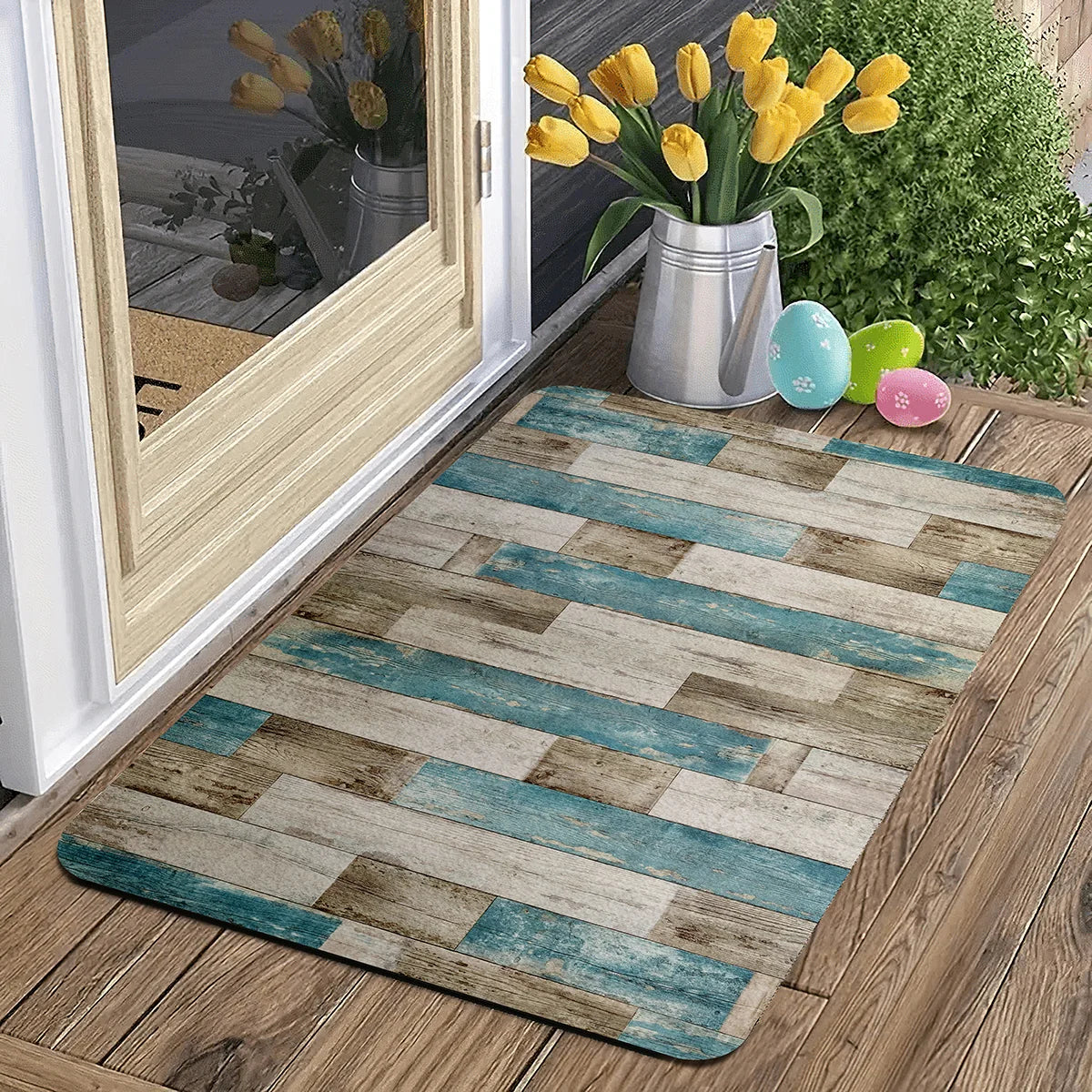 Floral Welcome Mat | Durable Flannel Door Mat with Machine Washable Design | Versatile Rug for Indoor & Outdoor Use