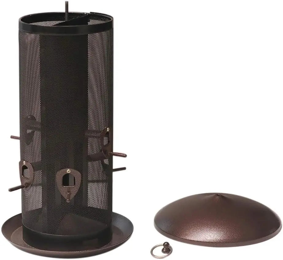 Garden Haven | Heavy-Duty Metal Hopper Bird Feeder with Dual Seed Compartments | 10 Feeding Ports for Year-Round Birdwatching