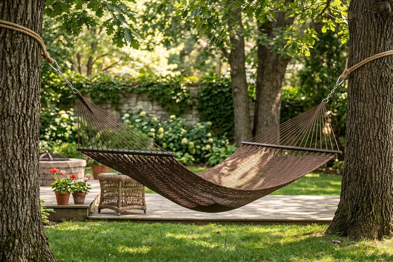 Caribbean Collection | Extra Large Hammock with Hand-Woven Polyester | Durable Design for Outdoor Relaxation