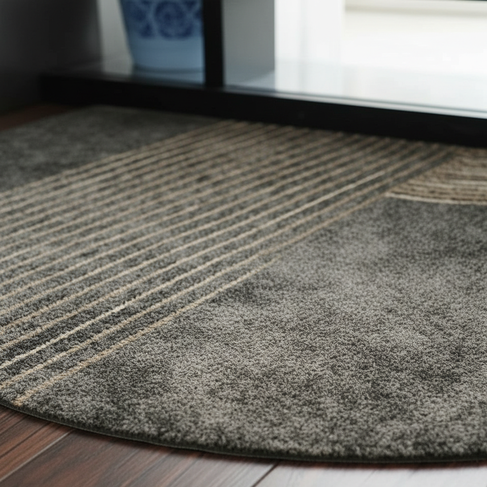 Modern Semi-Circular Doormat with Golden Geometric Lines | Stylish Anti-Slip Indoor & Outdoor Welcome Mat 4