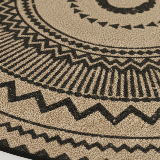 Bohemian Geometric Print Non-Slip Doormat Semicircular Polyester 60x90cm 1