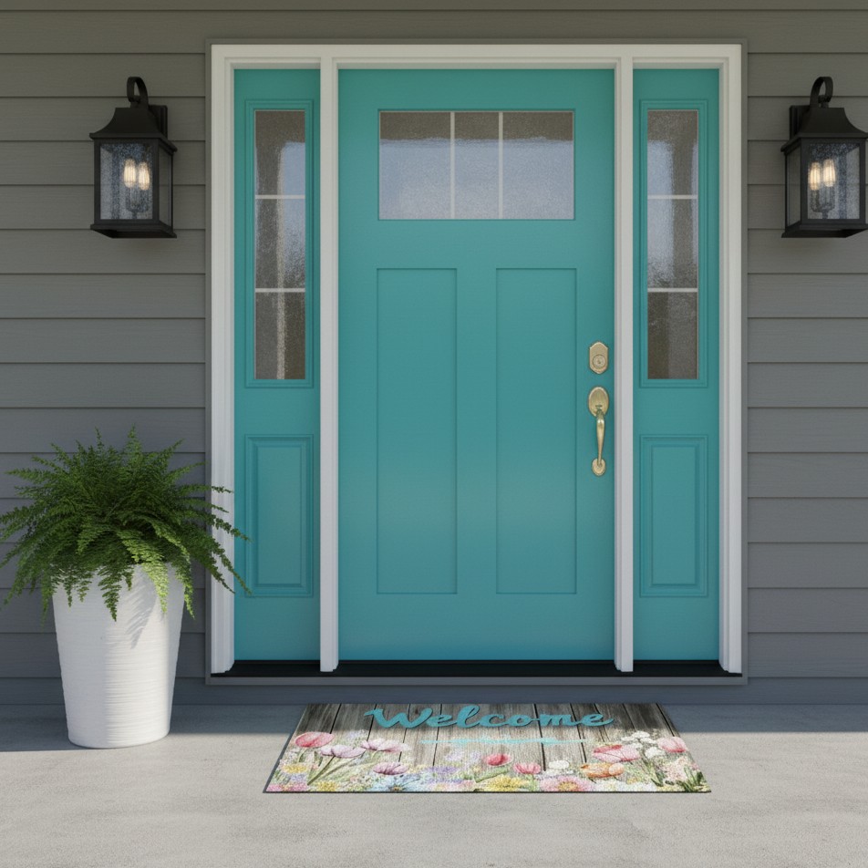 Soft Felt Floral Welcome Doormat Water-Absorbent Washable 2
