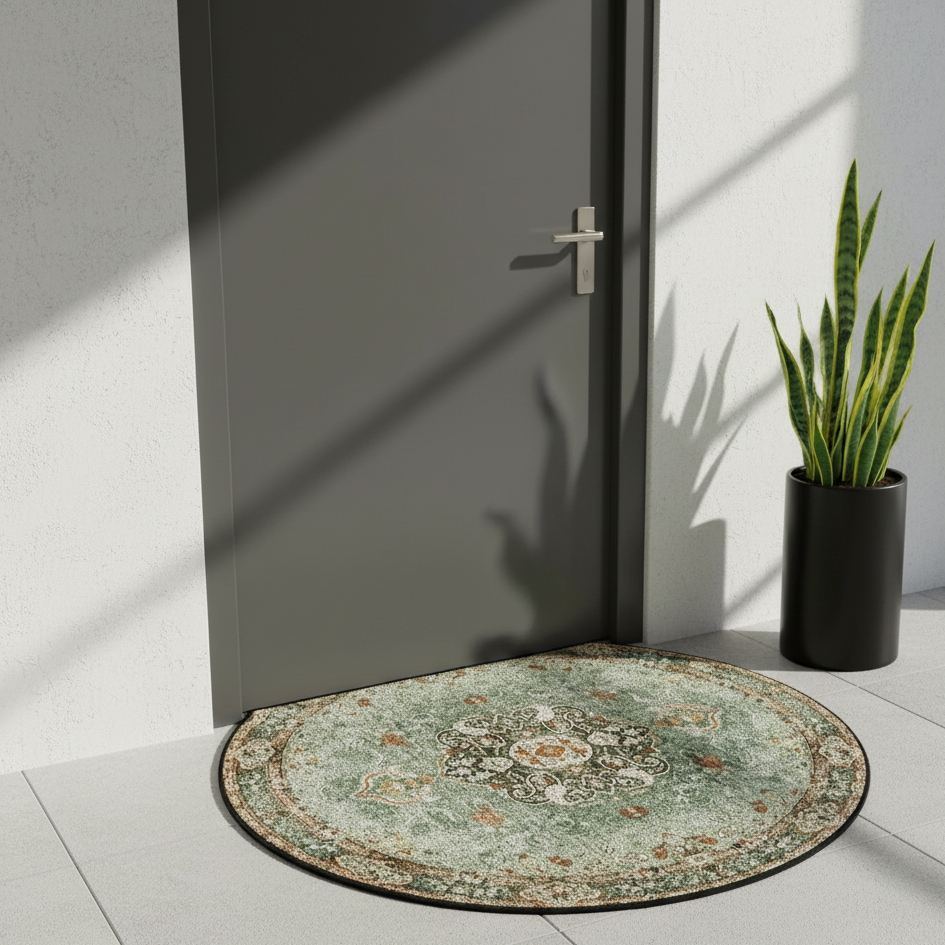 Crystal Velvet Semi-Circular Doormat Machine Washable Non-Slip 40x60cm 2