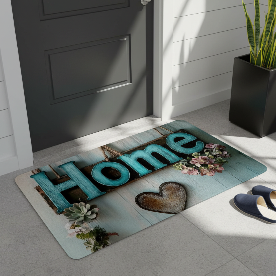 Modern Style Carpet Door Mat Home Wooden Letters 60x90cm 3