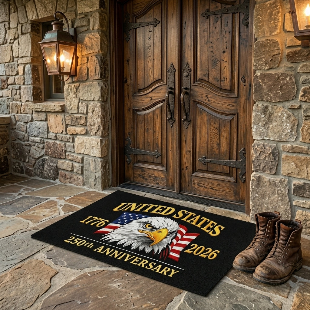 Bald Eagle Flag Felt Door Mat 250th Anniversary 1776-2026 3