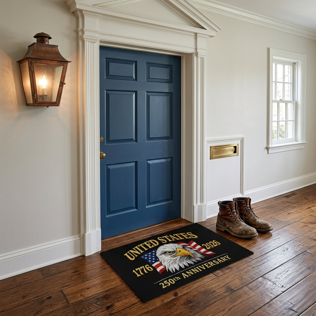 Bald Eagle Flag Felt Door Mat 250th Anniversary 1776-2026 2