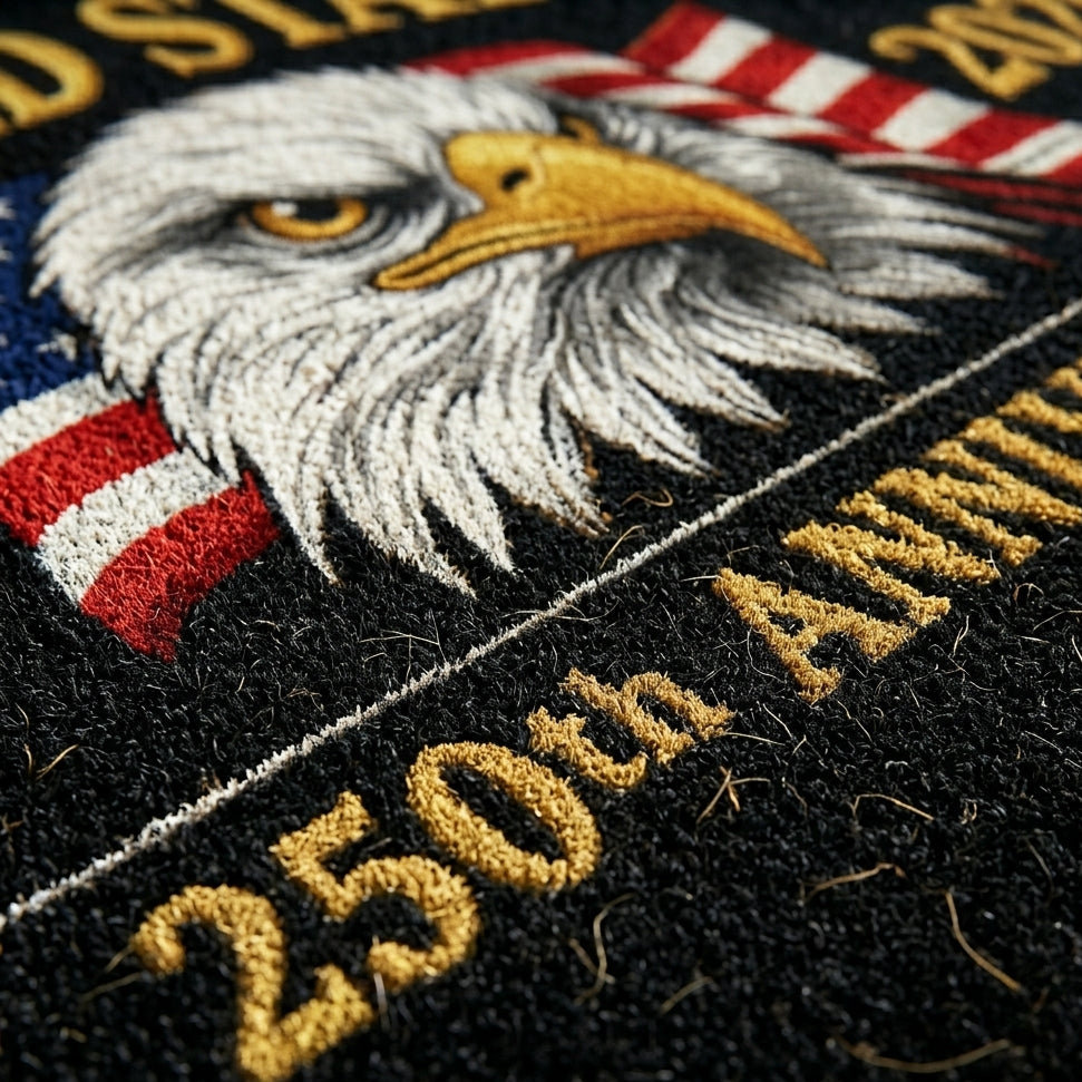 Bald Eagle Flag Felt Door Mat 250th Anniversary 1776-2026 1