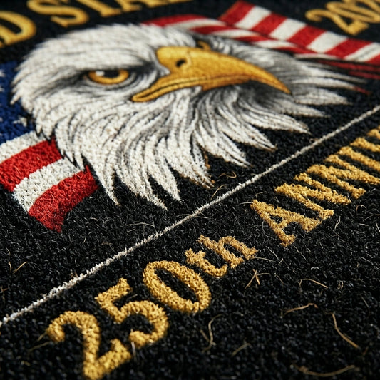 Bald Eagle Flag Felt Door Mat 250th Anniversary 1776-2026 1