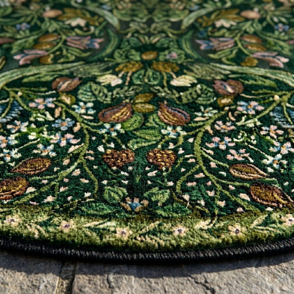 Art Nouveau Floral Semi-Circular Floor Mat 100% Polyester 60x90cm 1