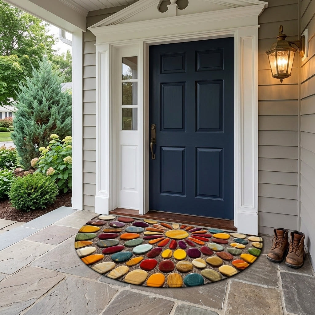 Colorful Pebble Printed Doormat Soft Flannel 60x90cm 2