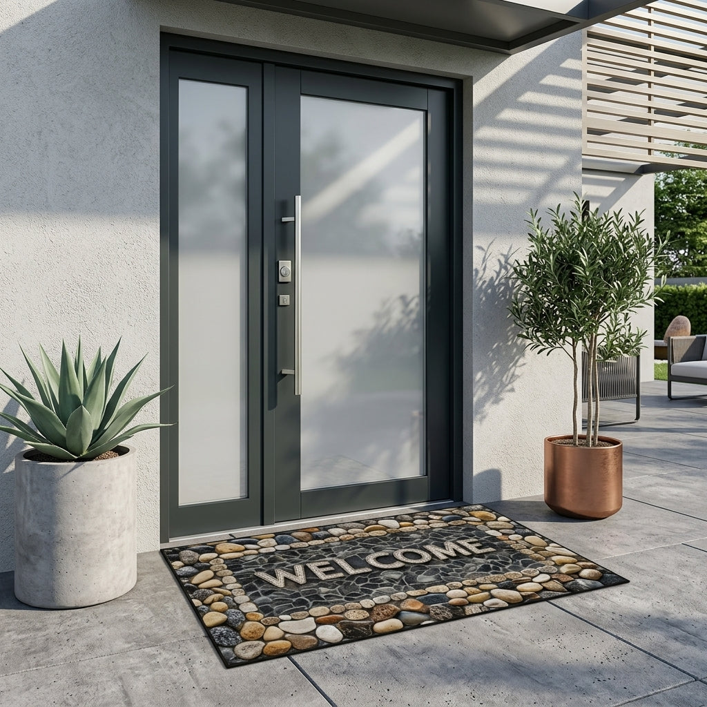 Elegant Stone Pattern Door Mat | Non-Slip, Machine Washable for Indoor & Outdoor Use 4