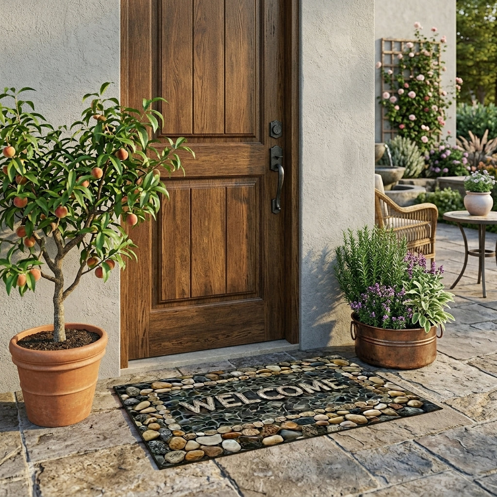 Elegant Stone Pattern Door Mat | Non-Slip, Machine Washable for Indoor & Outdoor Use 1