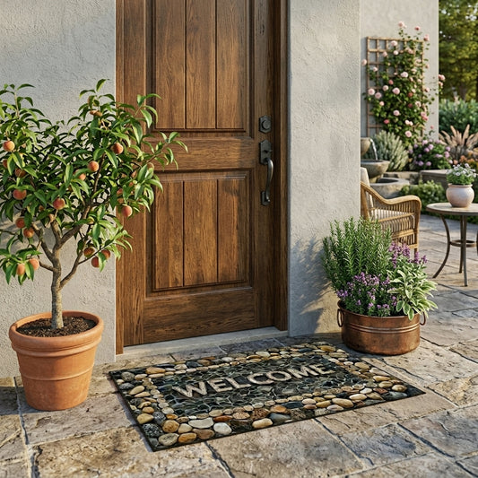 Elegant Stone Pattern Door Mat | Non-Slip, Machine Washable for Indoor & Outdoor Use 1