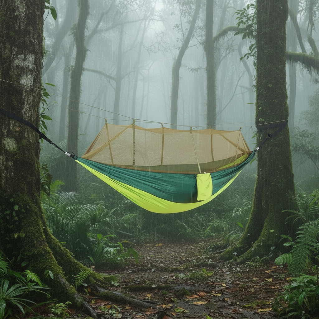 Outdoor Bliss | Camping Hammock for 2 with Integrated Mosquito Net | Lightweight Parachute Fabric for Easy Setup 5
