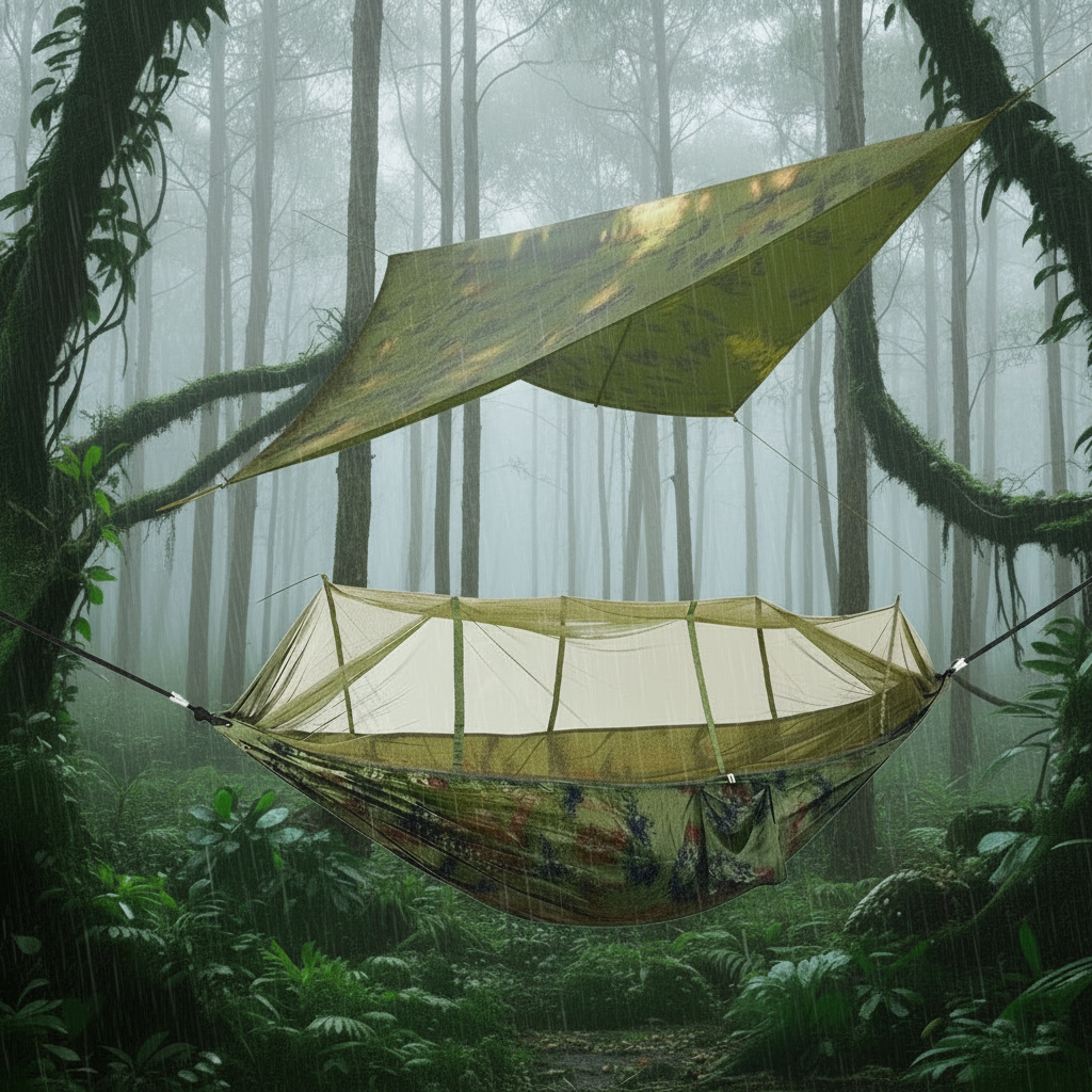 Outdoor Bliss | Camping Hammock for 2 with Integrated Mosquito Net | Lightweight Parachute Fabric for Easy Setup 7
