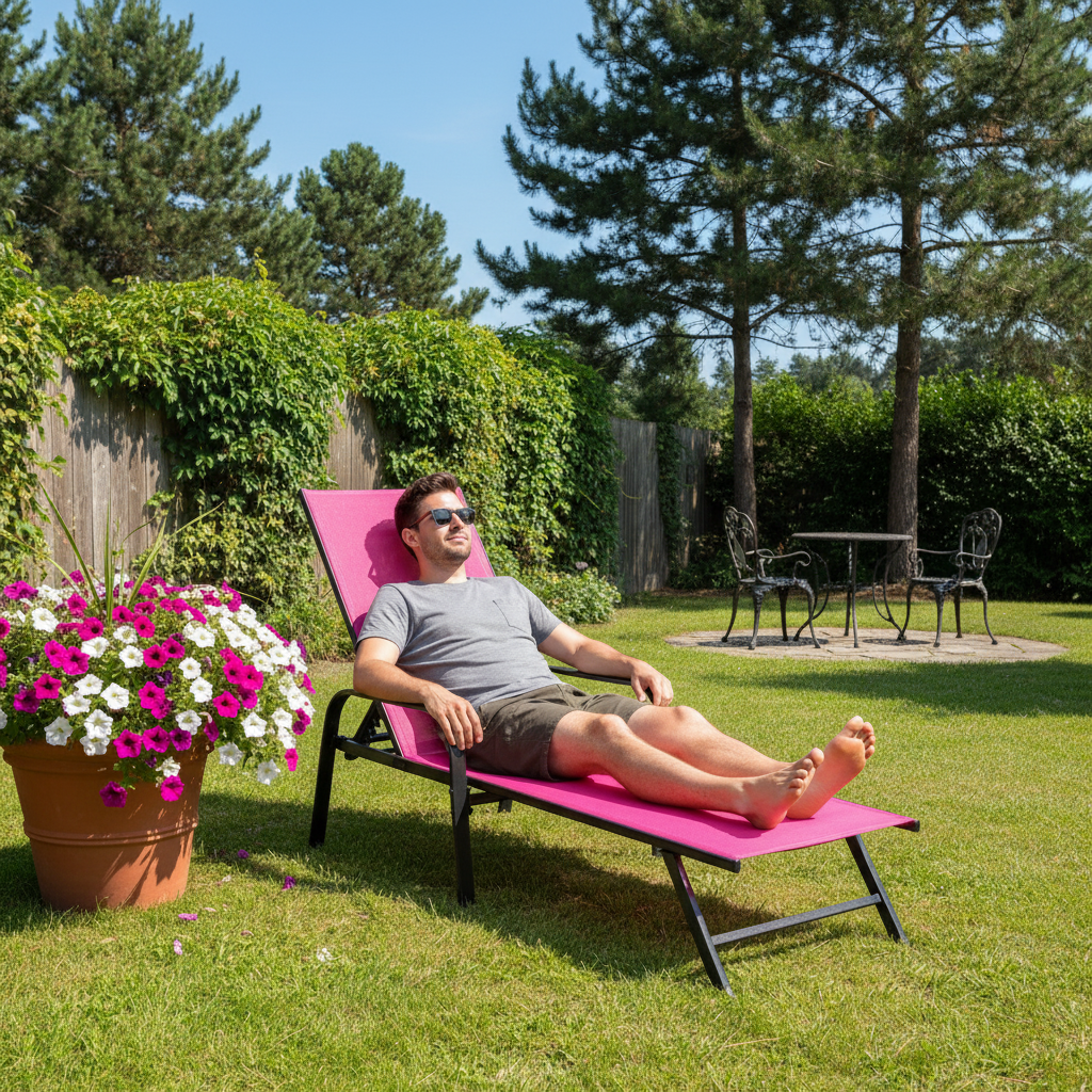 Outdoor Lounge Chair | 5-Position Recliner with Portable Design | Ideal for Relaxation by Poolside 1
