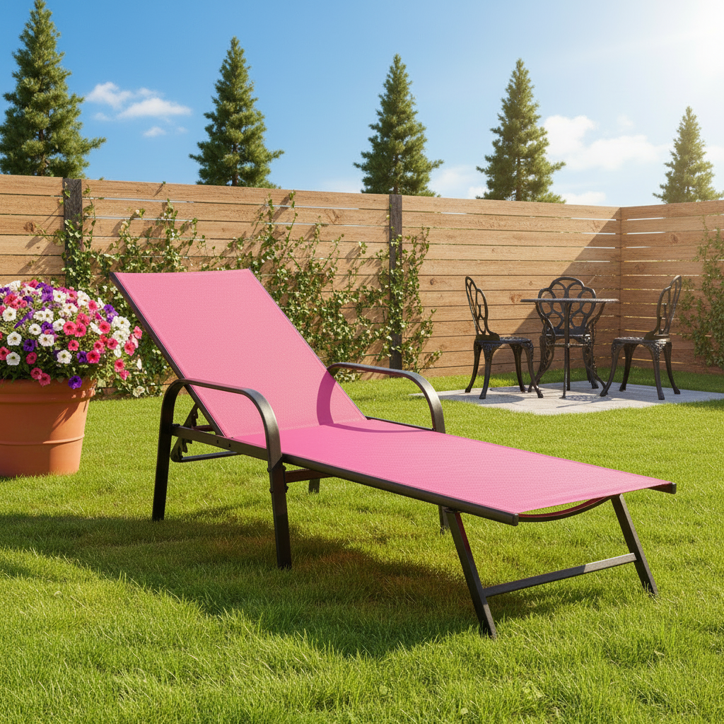 Outdoor Lounge Chair | 5-Position Recliner with Portable Design | Ideal for Relaxation by Poolside 2